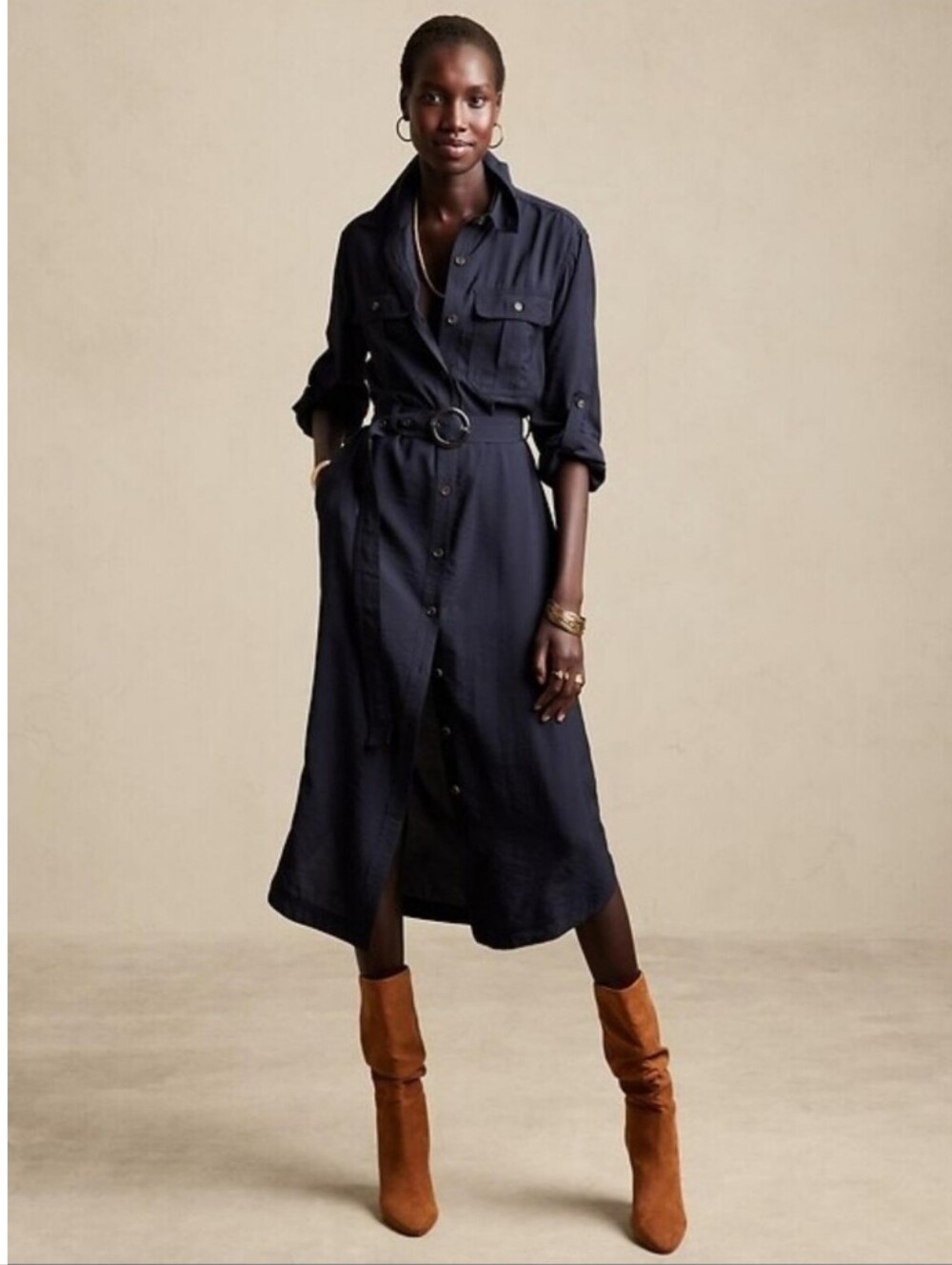 Banana RepublicUtility Maxi Shirtdress Navy Blue